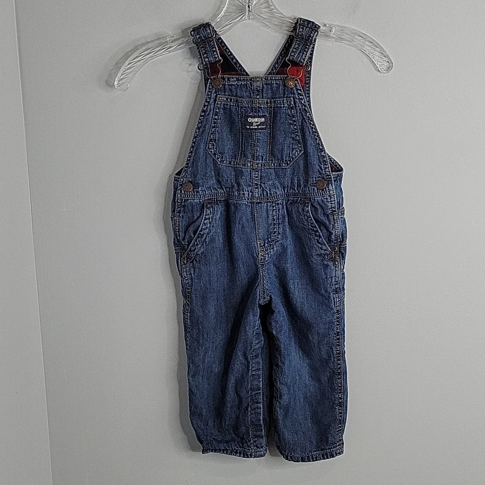 OSH KOSH B'GOSH 24 months denim overalls red plaid